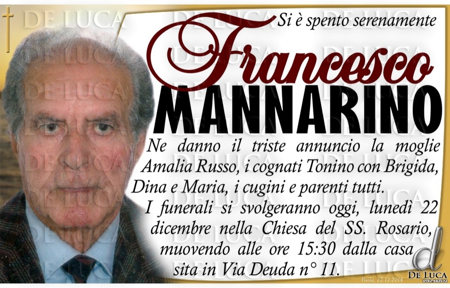<b>Francesco Mannarino</b> - annuncio-morte